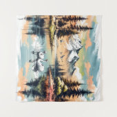 Zwanen te midden van de bergen: Alpine Serenity Wandkleed (Voorkant (horizontaal))