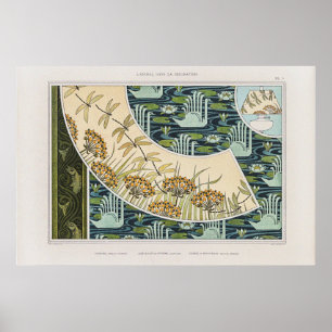  zwanen, waterlelies en libellen poster