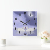 Zwanen zoenen vierkante klok (Huis)