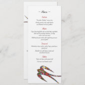 Zwanen zogen en kleurrijke lentbloemen bruiloft menu (Voorkant / Achterkant)