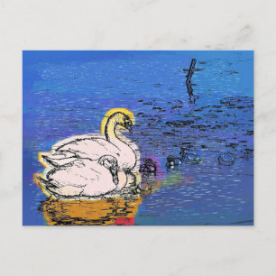 ZWANENFAMILIE BRIEFKAART