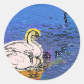 ZWANENFAMILIE RONDE STICKER (Voorkant)