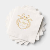 Zwanenharten Crest 2 Initiaal Bruiloft Monogram Folie Servetten (Insitu (Gestapeld))