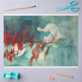 Zwanenmeer Turquoise & Coral Red Tree decoupage Tissuepapier (Craft)