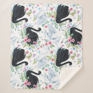Zwanenmeer: Waterverf pastelpatroon. Sherpa Deken