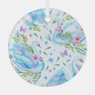 Zwanenmeer, waterverf schattig naadloos patroon. glas ornament