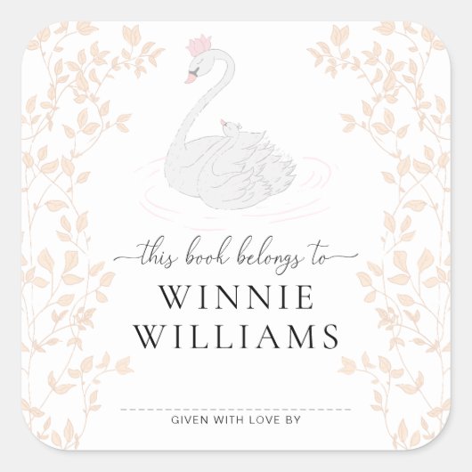 Zwanenprinses Dit Boek Behoort Boekplaat Sticker (Voorkant)
