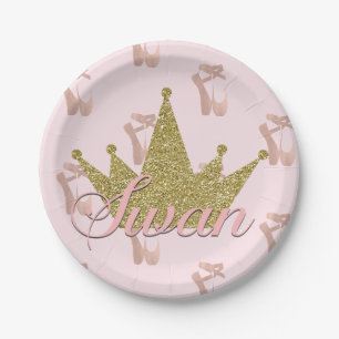 Zwanenprinses Gouden Glitter Kroon Glam Papieren Bordje