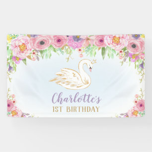 Zwanenprinses Verjaardagsfeest Achtergrond Muurdec Spandoek