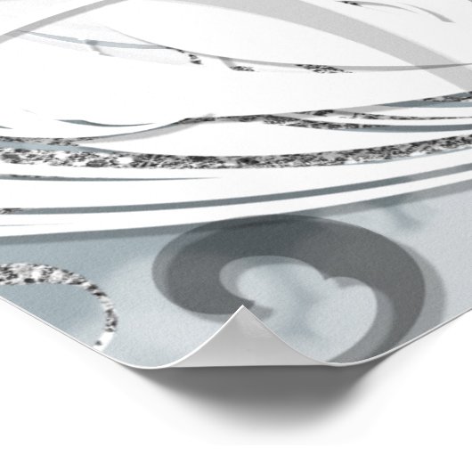 Zwanenprinses Zilver & Witte Elegante Aangepaste F Poster (Hoek)