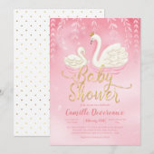 Zwanenvijver Goud Roze Baby shower Kaart (Voorkant / Achterkant)
