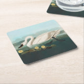 zwanenvogel witwaterzwanen vierkante kartonnen onderzetter (Schuin)