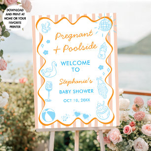 Zwanger & aan het zwembad Zomer Zwembad Feest Baby Poster