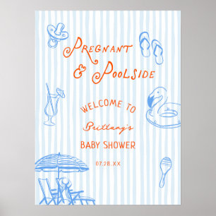 Zwanger en zwembad Baby Shower Welkomstbord Poster
