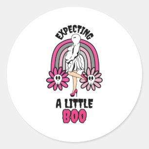 Zwanger Ghost Pink verwacht een klein boek Ronde Sticker