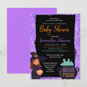 Zwanger Heks Halloween Baby shower Kostuum Party Uitnodiging Briefkaart