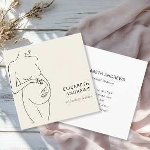 Zwanger Vrouw Simpel Modern Beige Vierkante Visitekaartje