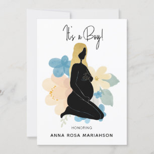 ** Zwanger Vrouw Zwart Goud Baby shower Jongen Kaart