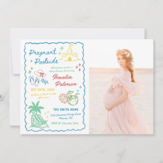 Zwanger & Zijdpool Zomer Baby Shower Foto Kaart