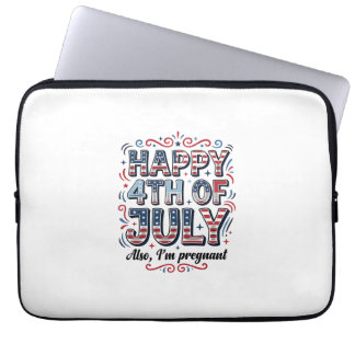 Zwangere 4 juli Aankondiging Shirt Ontwerp_1 Laptop Sleeve