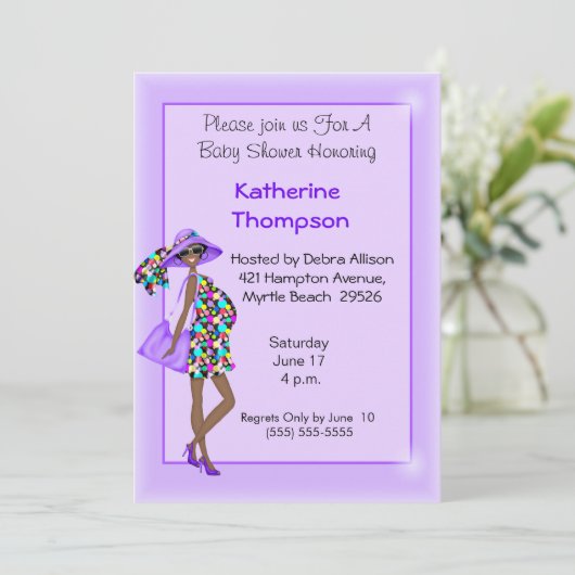 Zwangere Afro-Amerikaanse moeder Baby shower Kaart (Staand voorkant)