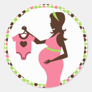 Zwangere Dame en Babykleding Envelop Seals Ronde Sticker
