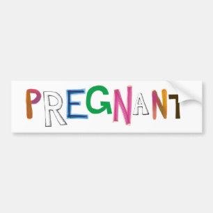 Zwangere leuke kleurrijke woordkunst verwacht moed bumpersticker