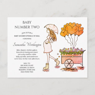 Zwangere mam Baby sprinkhanenschoen per post iv Uitnodiging Briefkaart