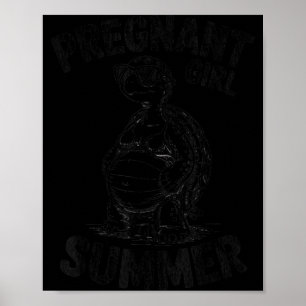 Zwangere meisje zomer schildpad grappige strandvak poster