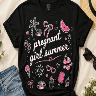 Zwangere Meisjes Zomer Zwangerschap Aankondiging M T-shirt