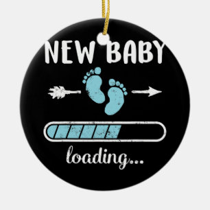 Zwangere moeder nieuwe baby jongen nieuwe vader la keramisch ornament