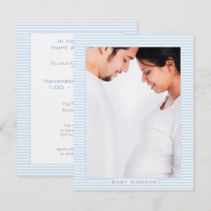 Zwangere paren Foto Baby Boy Shower Invite Kaart