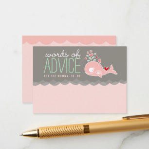 Zwangere roze walvisachtige Baby shower Spam mammi Advieskaart