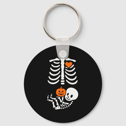Zwangere Skelet Baby Bump Grappige Halloween T-shi Sleutelhanger (Voorkant)