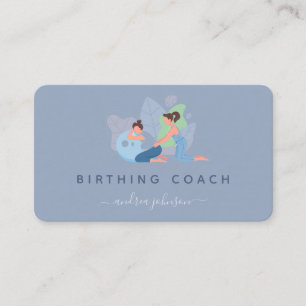 Zwangere vrouw Birthing Coach Illustration Earthy Visitekaartje
