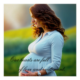 Zwangere vrouw Floral minimalistische kunst kinder Perfect Poster