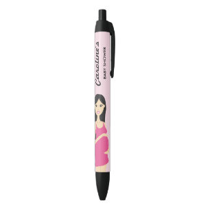 Zwangere vrouw in roze Baby shower Zwarte Inkt Pen