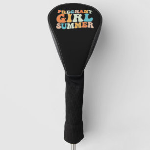 Zwangere vrouw met groovy zomervibe retro zwangers golfheadcover