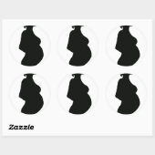 Zwangere vrouw Silouhette Ronde Sticker (Vel)