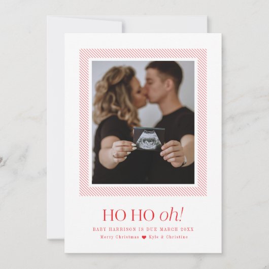Zwangerschaftsankondiging Kerstkaart Ho Ho Oh (Voorkant)