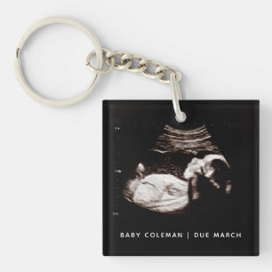 Zwangerschap Aankondiging Baby Sonogram Foto Sleutelhanger