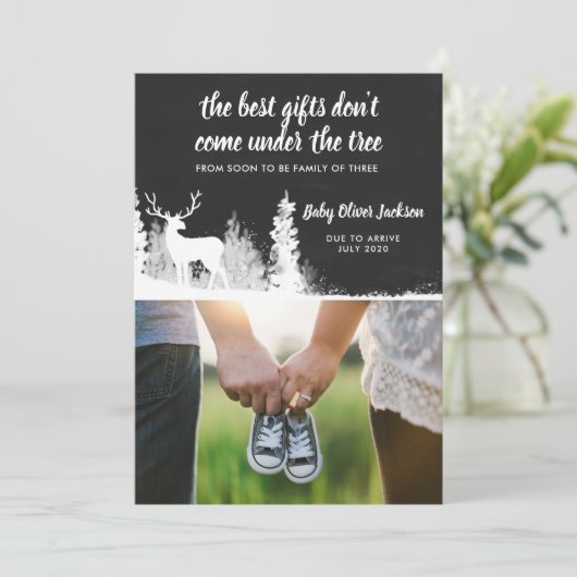 Zwangerschap Aankondiging Holiday Antler | Foto (Staand voorkant)