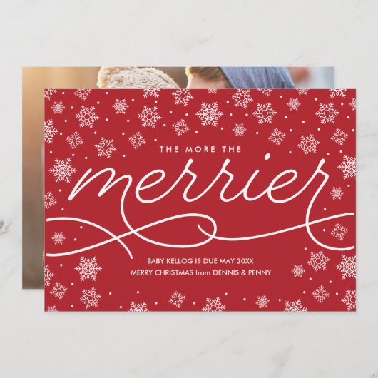Zwangerschap Aankondiging kerstmis Kaart (Voorkant / Achterkant)