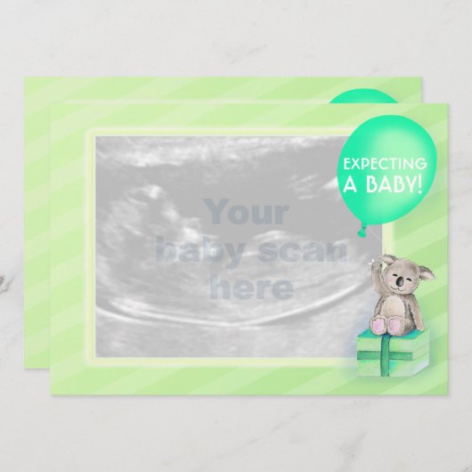 Zwangerschap Aankondiging koala-kaart (Voorkant / Achterkant)