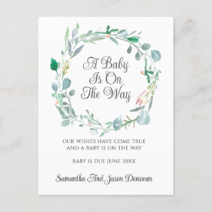 Zwangerschap Aankondiging Roze groene Floral met a