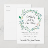 Zwangerschap Aankondiging Roze groene Floral met a (Voorkant / Achterkant)