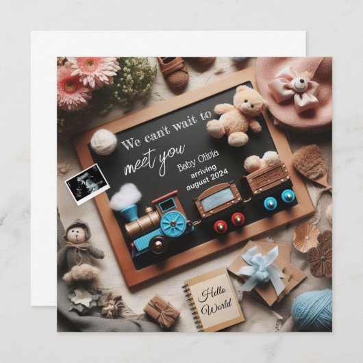 Zwangerschap Aankondiging Train Thema, Social Medi (Voorkant / Achterkant)