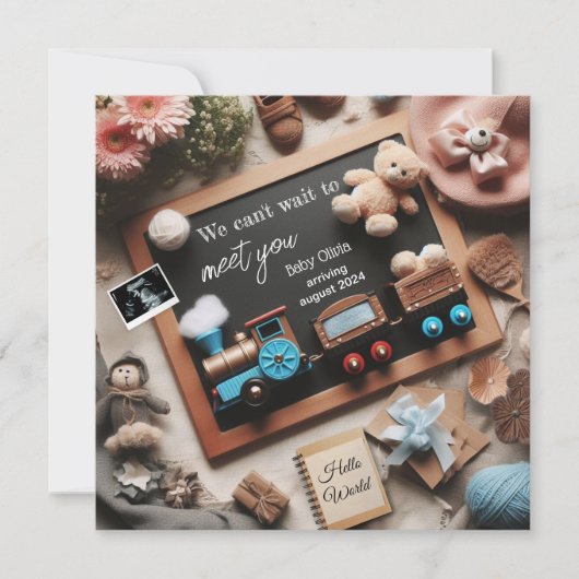 Zwangerschap Aankondiging Train Thema, Social Medi (Voorkant)