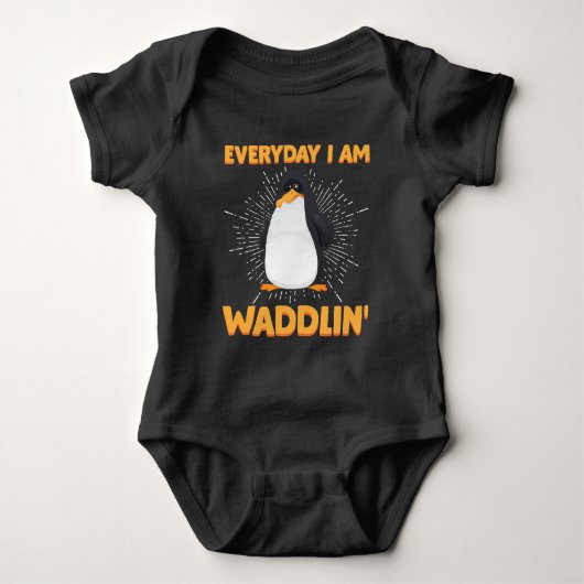 Zwangerschap Aankondiging Waddling Penguin Moeder Romper (Voorkant)