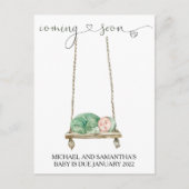 Zwangerschap Aankondiging waterverf Baby Baby Briefkaart (Voorkant)